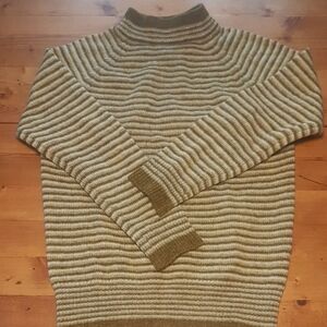 Vintage Bernard Altmann  Size 35 (small) Striped Olive Green  Sweater 100% wool